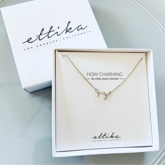 Ettika Silver Chain Delicate Necklace Moon Thin Design Jewelry NEW IN BOX - Picture 2 of 7
